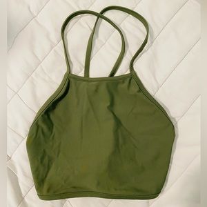 Aerie American Eagle Solid Crop Bikini Top Olive Green Size Medium